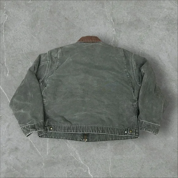 Vintage Carhartt Detroit Jacket Men XL Forest Green Canvas Workwear Blanket Line - Picture 8 of 8